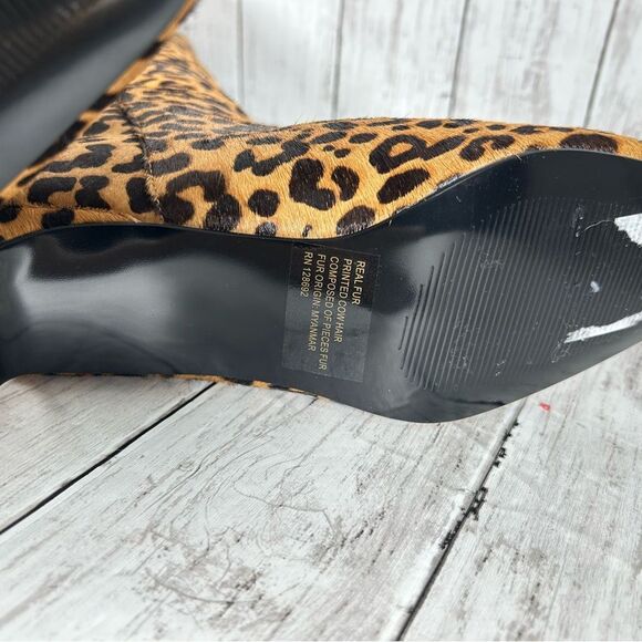 Steve Madden Leopard Animal Print Printed Cow Hair Kitten Heel Tall Boot 8.5 NEW - Picture 11 of 14